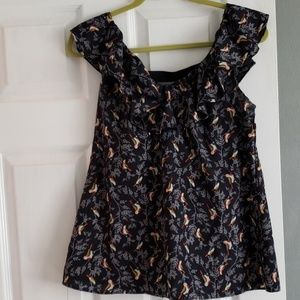 Bird print tank top with scoop back